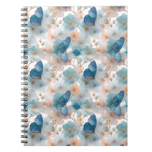 Carnet Fleurs printanières vintage & papillon bleu (Devant)
