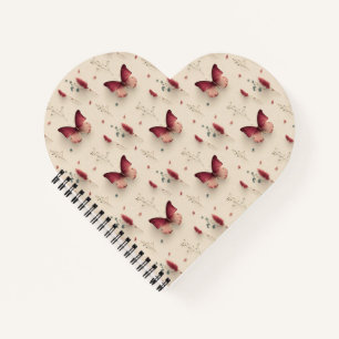 Carnet Fleurs printanières vintage & papillon rose tendre