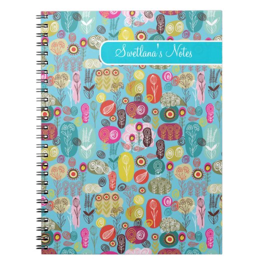 Carnet Fleurs Rétro-Monogrammes à main colorée (Devant)
