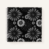 Carnet Fleurs Rétro Noir et Blanc (Devant)