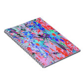 Carnet Fleurs rétro psychédéliques aqua vert et orange (Côté Droit)