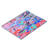 Carnet Fleurs rétro psychédéliques aqua vert et orange (Côté gauche)