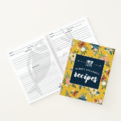 Carnet Fleurs rétro Recettes de motifs floraux bleu jaune (Intérieur)