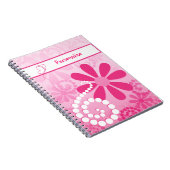Carnet Fleurs Rétro Rose Fille Mignonne Avec Nom (Côté Droit)