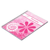 Carnet Fleurs Rétro Rose Fille Mignonne Avec Nom (Côté gauche)