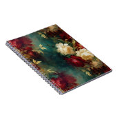 Carnet Fleurs romantiques rouges blanches vertes (Côté Droit)