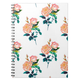 Carnet Fleurs rose avec feuille aquarelle transparente pa