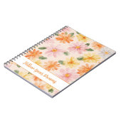 Carnet Fleurs Rose Jaune Bleu Pêche (Côté gauche)