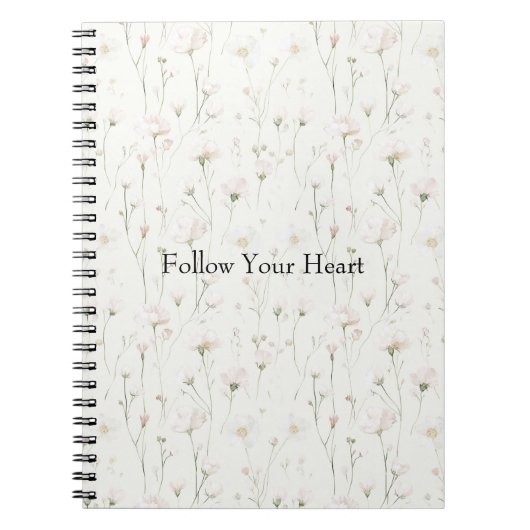 Carnet Fleurs Rose Pâle Jolies (Devant)