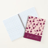 Carnet Fleurs roses avec nom (Intérieur)