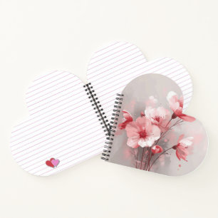Carnet Fleurs roses, blanches et grises
