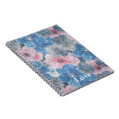 Carnet Fleurs roses bleues scintillent (Côté Droit)