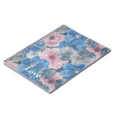 Carnet Fleurs roses bleues scintillent (Côté gauche)