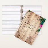 Carnet Fleurs roses bois marron (À l'intérieur)