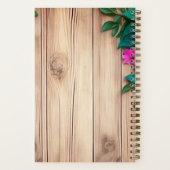 Carnet Fleurs roses bois marron (Verso)