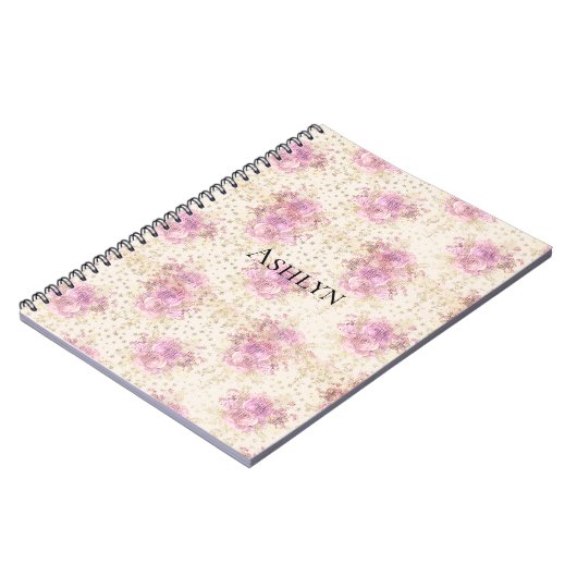 Carnet Fleurs roses Chic (Côté gauche)