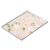 Carnet Fleurs Roses d'aquarelle en rose et en rose (Côté gauche)