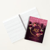 Carnet Fleurs roses de Bourgogne parties scintillant gout (Intérieur)