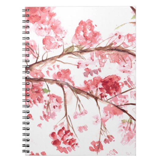 Carnet Fleurs roses de cerisier fleurie florale Sakura ja (Devant)