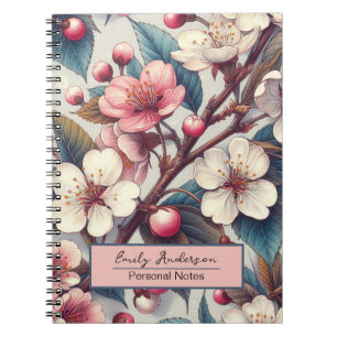 Carnet Fleurs roses de cerisier floraison florale Japonai