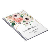 Carnet Fleurs roses de corail Moderne Géométrique (Côté Droit)