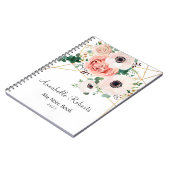 Carnet Fleurs roses de corail Moderne Géométrique (Côté gauche)