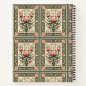 Carnet Fleurs roses et cadre ornement vert (Dos)