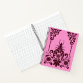 Carnet fleurs roses et impression de volutes (Intérieur)