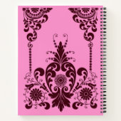 Carnet fleurs roses et impression de volutes (Dos)