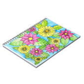 Carnet Fleurs roses et jaunes (Côté gauche)