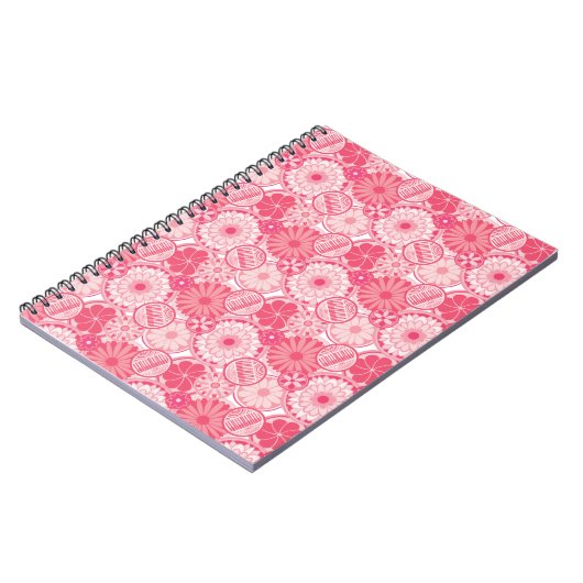 Carnet Fleurs roses et pianos (Côté gauche)