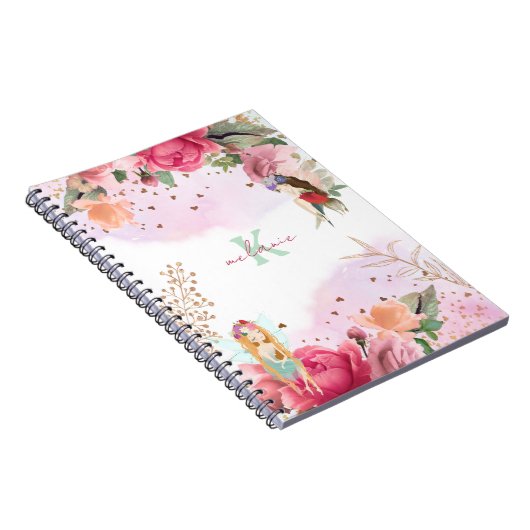 Carnet Fleurs roses et professeur de fées (Côté Droit)