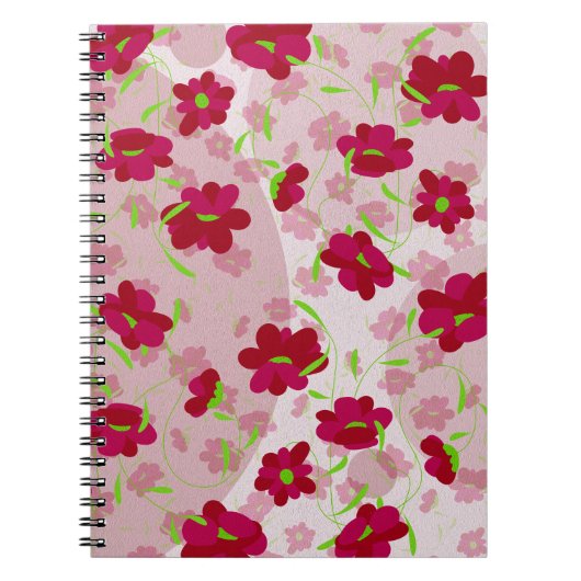 Carnet Fleurs roses et rouges - Floral (Devant)