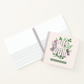 Carnet Fleurs roses et typographie Feuille