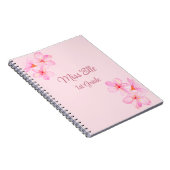 Carnet Fleurs roses girly personnalisées (Côté Droit)