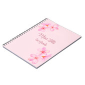 Carnet Fleurs roses girly personnalisées (Côté gauche)