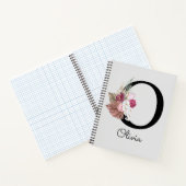 Carnet Fleurs roses initiales O brodées (Intérieur)