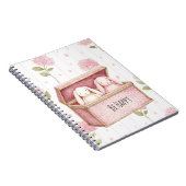 Carnet Fleurs roses joyeuses lapins dans une boîte (Côté Droit)