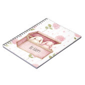 Carnet Fleurs roses joyeuses lapins dans une boîte (Côté gauche)
