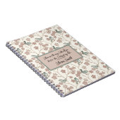 Carnet Fleurs roses mignonnes et oiseaux verts illustrés (Côté Droit)