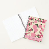 Carnet Fleurs Roses, Motif De Fleurs, Votre Nom (Intérieur)