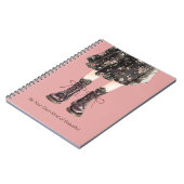 Carnet Fleurs roses noires jupe bottes (Côté gauche)
