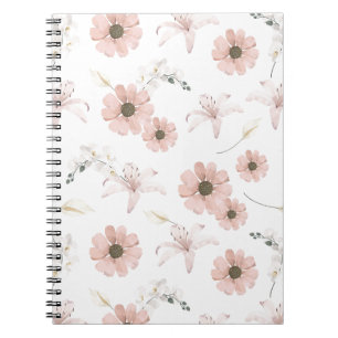Carnet Fleurs roses pastel aquarelle Art