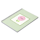 Carnet Fleurs roses rayures et pois monogrammées (Côté gauche)