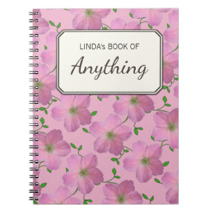 Carnet Fleurs roses romantiques sur toute couleur