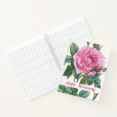 Carnet Fleurs roses roses avec Monogramme Feuille vert (Intérieur)