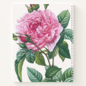 Carnet Fleurs roses roses avec Monogramme Feuille vert (Dos)
