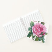Carnet Fleurs roses roses avec Monogramme Feuille vert (Intérieur)