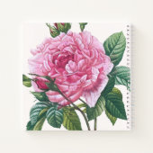 Carnet Fleurs roses roses avec Monogramme Feuille vert (Dos)