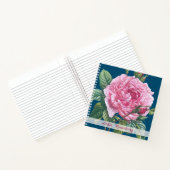 Carnet Fleurs roses roses avec Monogramme Feuille vert (Intérieur)